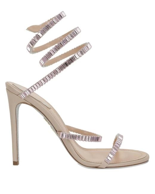 Rene Caovilla Metallic Crystal-Embellished Spiral Leather Sandals