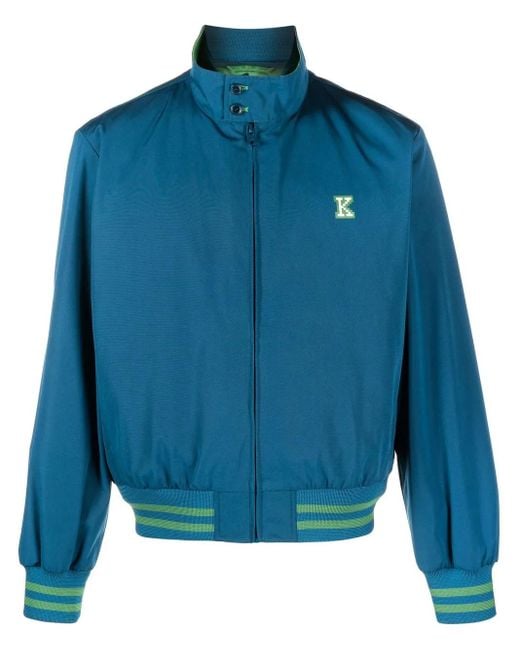 KENZO Blue Graphic Logo-Print Track Jacket for men