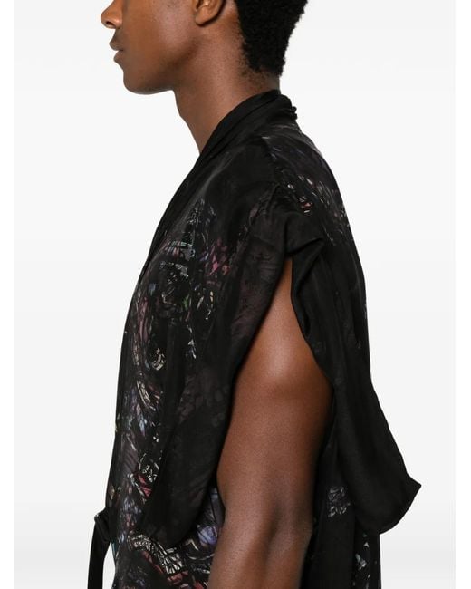Yohji Yamamoto Black Belted-Fastening Coat for men