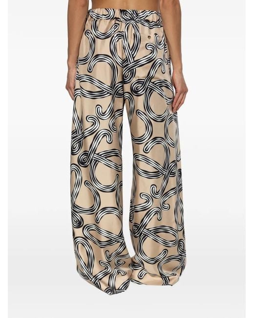Loewe Gray Anagram-Print Silk Trousers