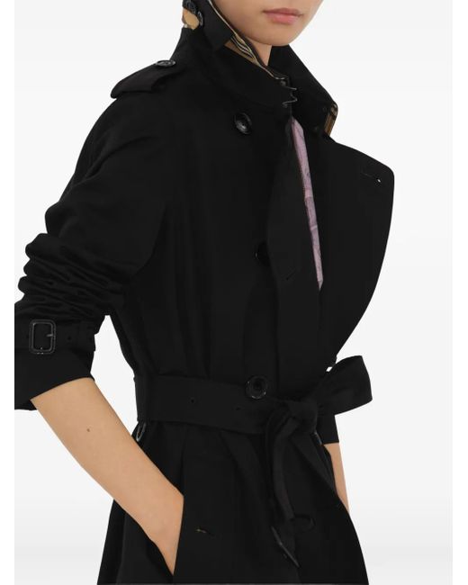 Burberry Black Gabardine Long Kensington Heritage Trench Coat