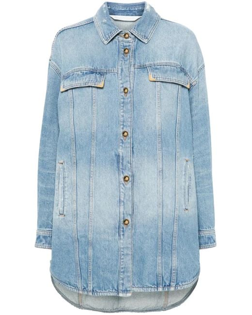 Palm Angels Blue Washed-Logo Denim Jacket