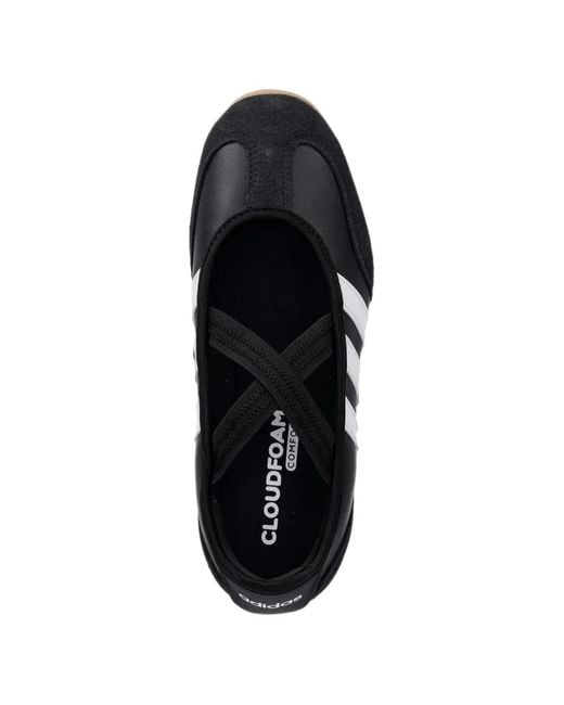 Adidas Black Barreda Mary Jane Cross-Strap Ballet Flats