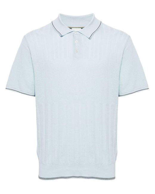 Paul Smith Blue Panelled Fine-knit Polo Shirt for men