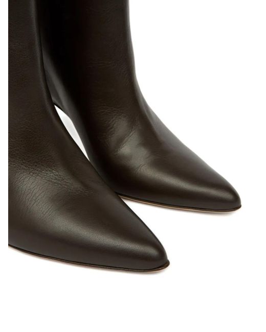 MM6 by Maison Margiela Brown Pointed-Toe Leather Ankle Boots