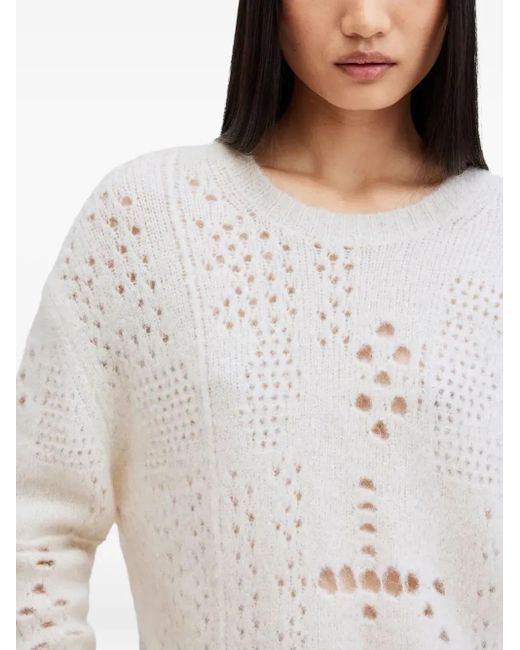 AllSaints White Open-Knit Side-Split Sweater