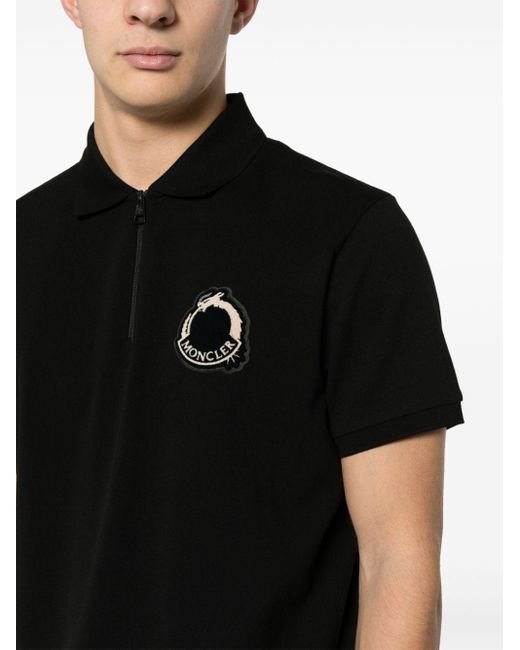 Polo à logo appliqué Moncler pour homme en coloris Black