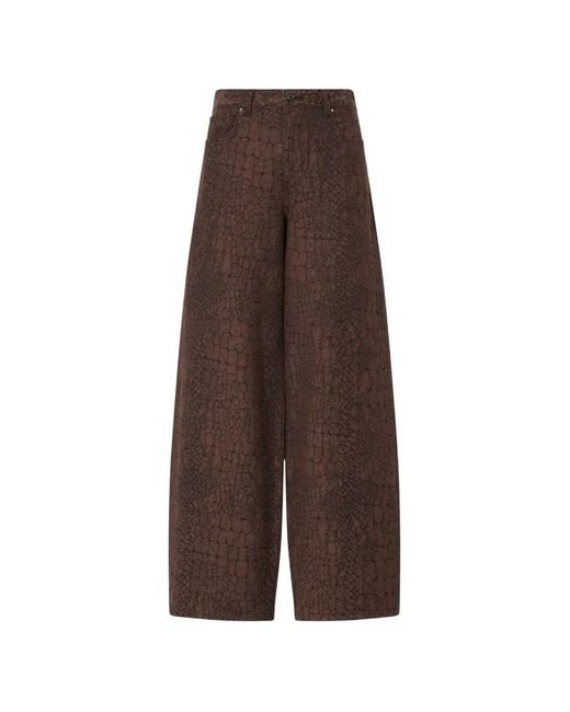 Liu Jo Brown Balloon Jacquard Trousers