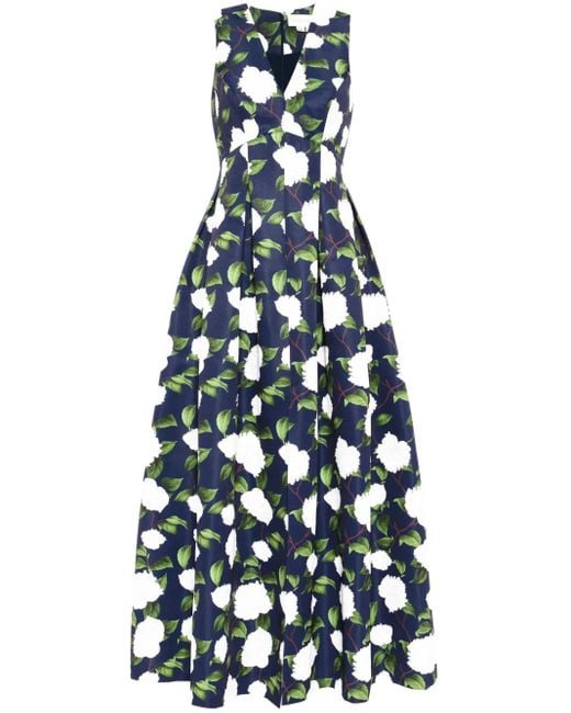 Sachin & Babi Blue Brooke Floral-Print Gown