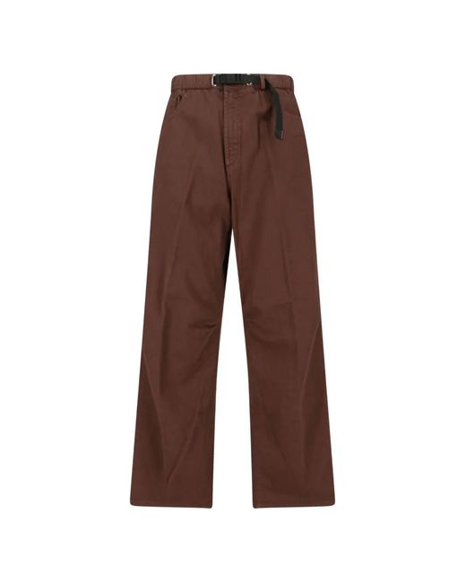 White Sand Brown Belted Trousers for men