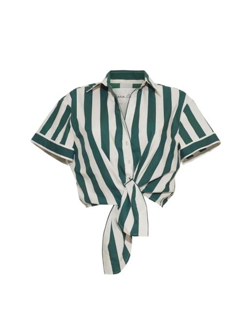 Cara Cara Green Asbury Striped Tie-Front Shirt