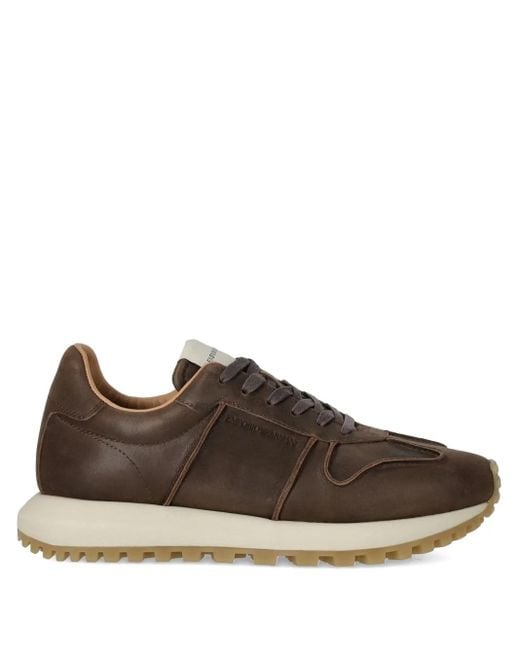 Emporio Armani Brown Logo-Debossed Sneakers for men