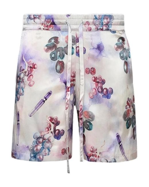 NAHMIAS Blue Grape-Print Silk Shorts for men