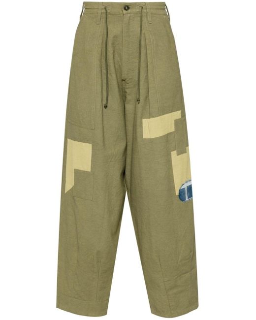 STORY mfg. Green Panelled Organic Cotton Trousers for men