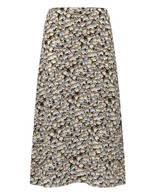 Marni White Crêpe De Chine Fluid Skirt With Anemones Print
