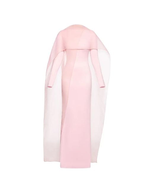 Chats by C.Dam Pink Shahi Overlay Long-Sleeve Dress