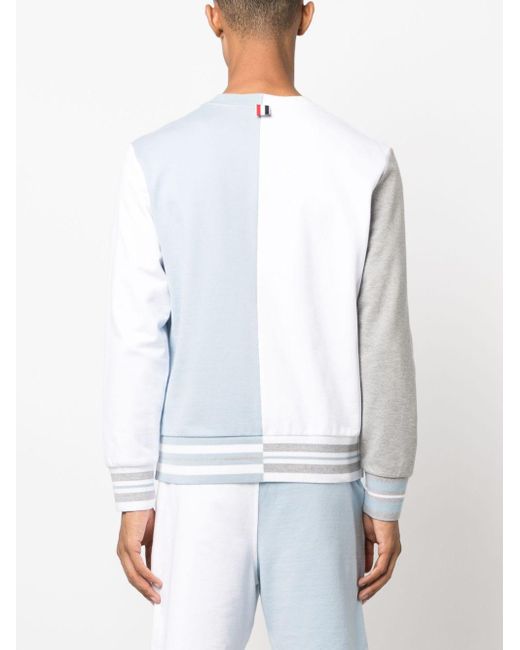 Thom Browne White Funmix Colour-Block Cotton Sweatshirt for men