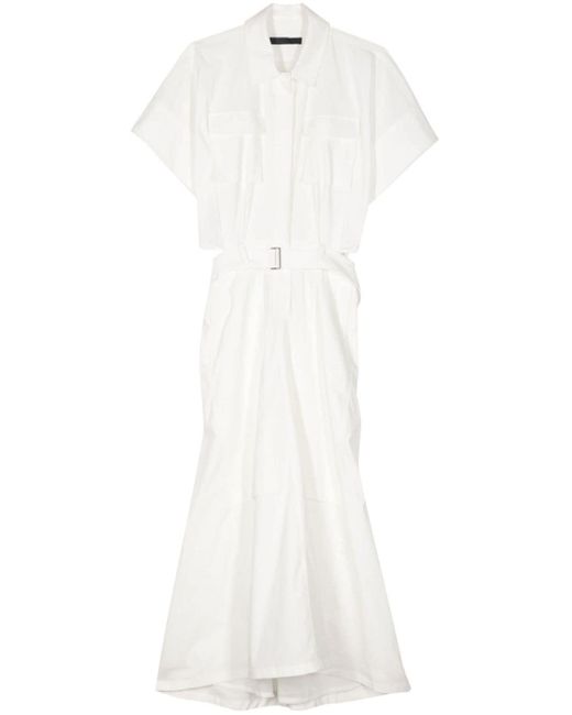 Belted raglan-sleeves dress Juun.J de color White