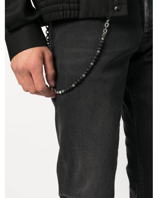 Sartoria Tramarossa Black Chain-Detail Slim-Fit Cotton Jeans for men