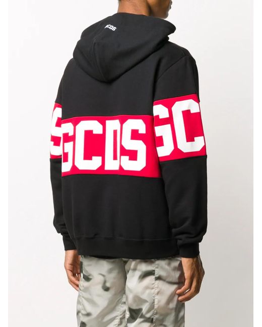 Gcds Black Hooded Sweatshirt With Logo for men