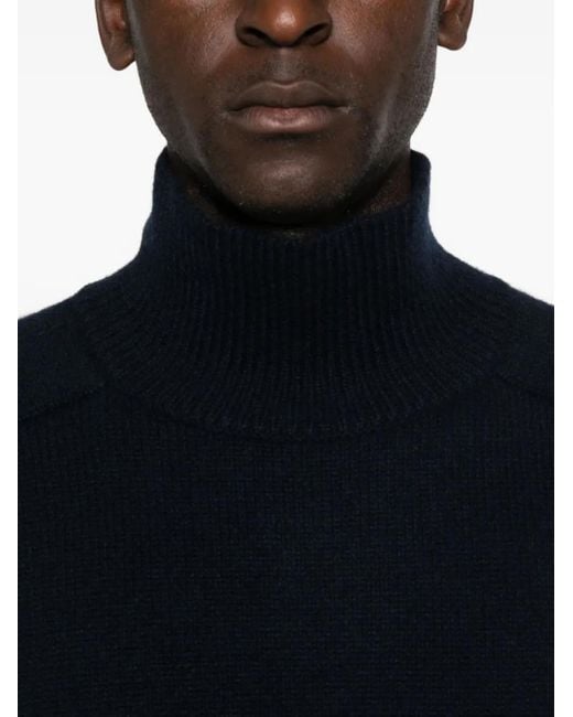 Soft Goat Blue Roll-Neck Cashmere Sweater for men