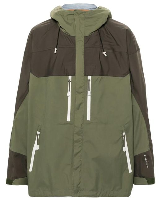 Givenchy Green Colour-Block Hooded Jacket for men