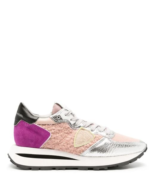Philippe Model Pink Panelled Low-Top Sneakers