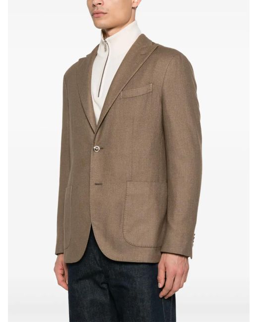 Boglioli Brown Patch-Pocket Single-Breasted Blazer for men