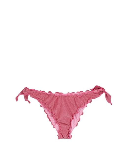 Mc2 Saint Barth Pink Moon Drawstring Ruffled Bikini Bottoms