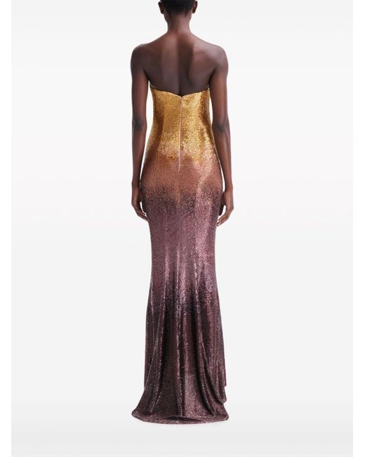 Oscar de la Renta Purple Sequin-embellished Beaded Gown