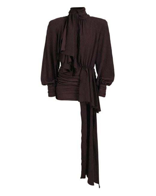 ROWEN ROSE Black Draped-Detail Mini Dress