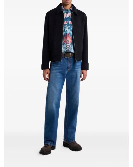 Etro Black Zipped Wool Jacket for men