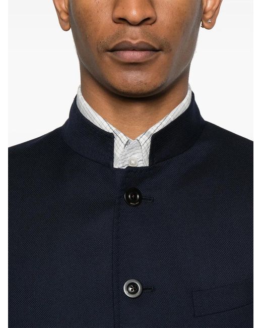 Boglioli Blue Band-Collar Blazer for men