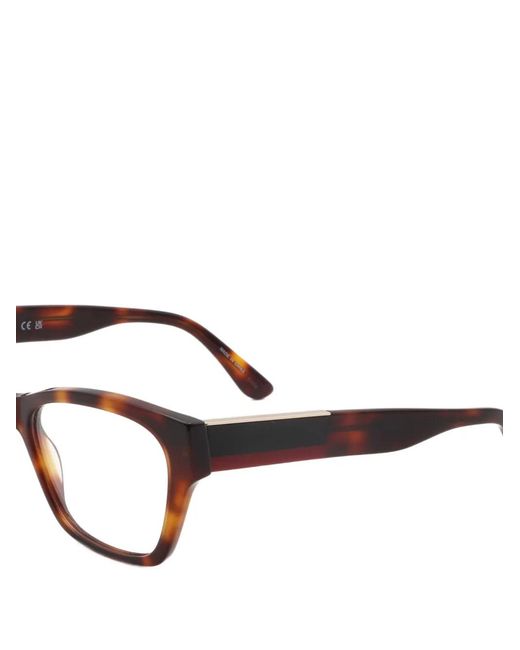 Lacoste Brown Tortoiseshell-Effect Rectangle-Frame Glasses
