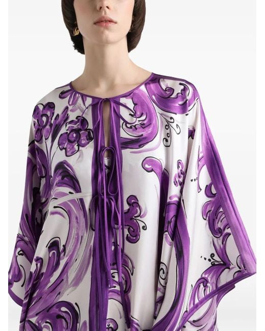 Dolce & Gabbana レディース パープル マジョリカプリント ドレスの