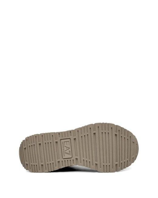 EA7 Natural Logo-Lettering Mesh-Panel Sneakers