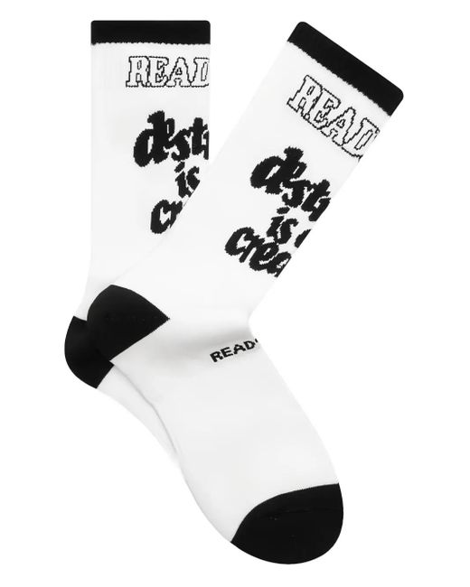 READYMADE White Destruction-Print Socks for men
