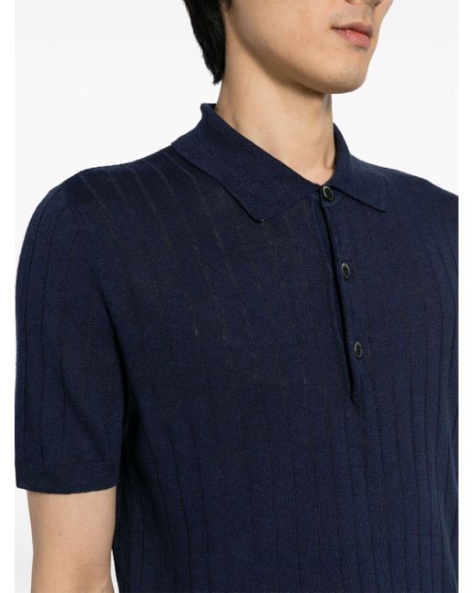 Barena Blue Linen-blend Polo Shirt for men