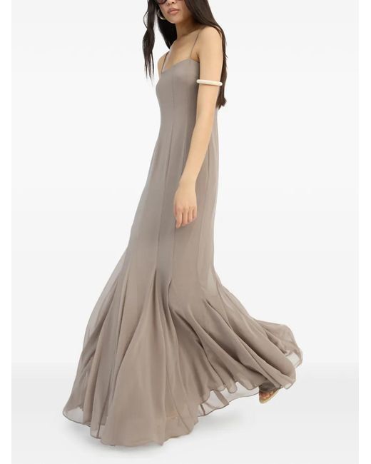 ROTATE BIRGER CHRISTENSEN White Elegant Long Chiffon Dress With Thin Straps (Size 34)