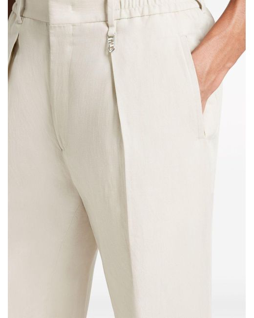 Fendi White Pintuck-detail Straight-leg Trousers for men