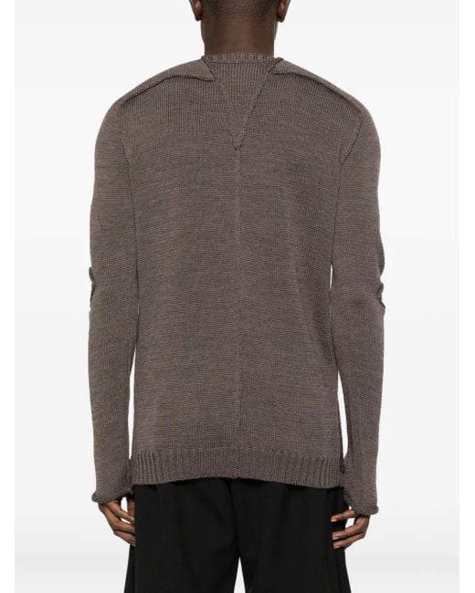 Masnada Brown Elbow-Detail Side-Split Sweater for men