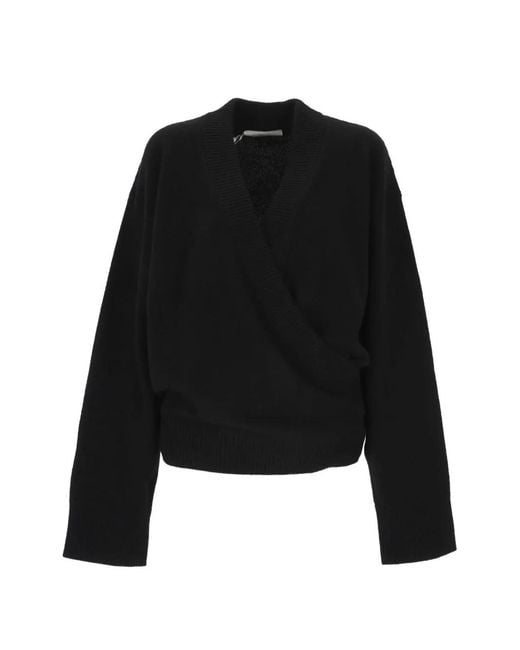 ARMARIUM Black Wrap-Style Rib-Trimmed Sweater