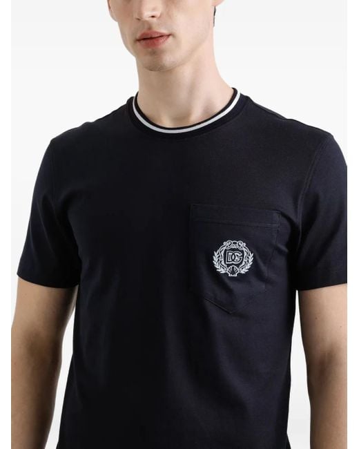 Dolce & Gabbana Black Chest-Pocket T-Shirt for men