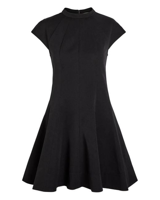 Staud Black Mock-Neck A-Line Dress
