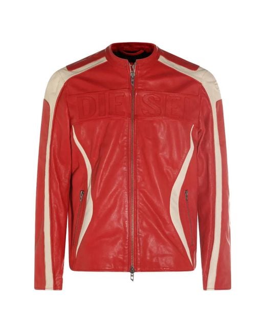 DIESEL Red Adam Biker Jacket for men