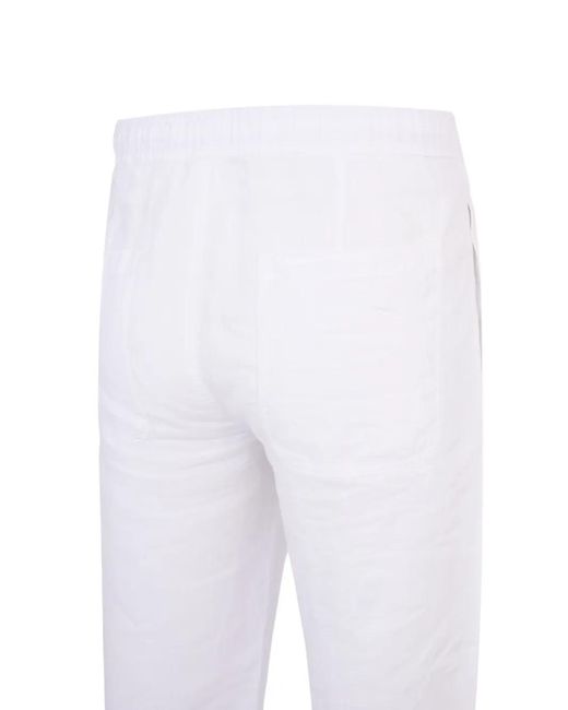 120% Lino White Pantalon À Lien De Resserrage for men