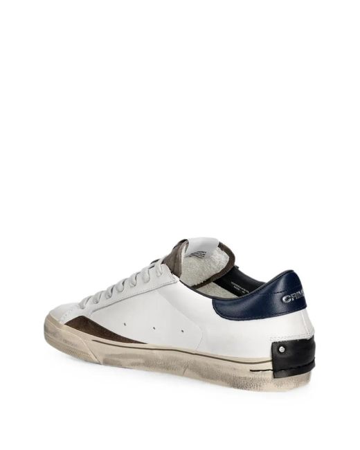 Crime London White Distressed Panelled Sneakers for men