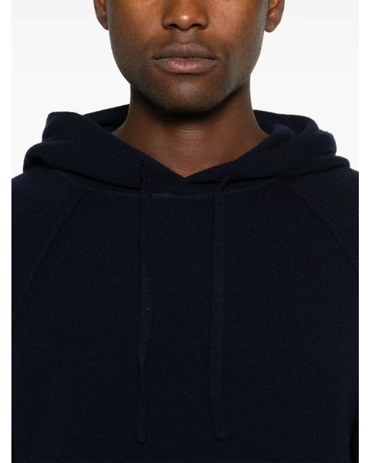 C P Company Blue Wool-Blend Lens-Detail Hoodie for men