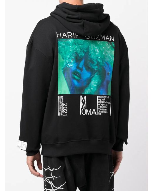 Haculla Black Georgia Slogan-Print Hoodie for men