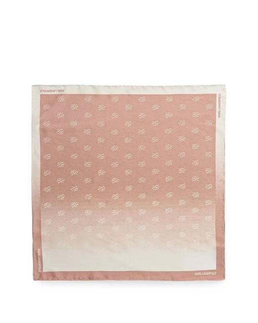 Karl Lagerfeld Natural Monogram-Print Silk Scarf